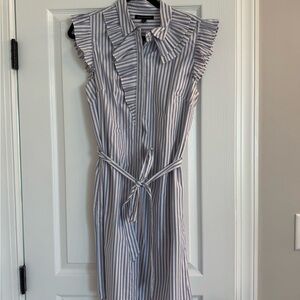 Banana Republic Blue and White Striped Midi Dress